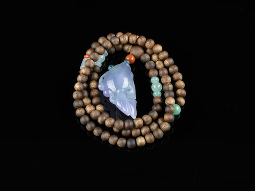 XY0171沉香+翡翠紫罗兰金鱼挂件 商品图5