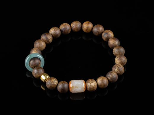 XY0164沉香+翡翠桶珠跑环手串 商品图0