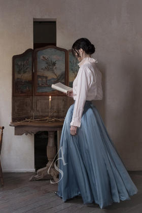 Paul Harnden 银蓝色CARLISLE真丝半裙