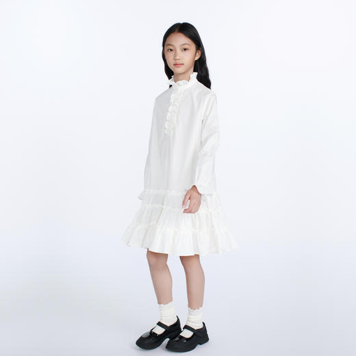 鹿谧 白色纯棉衬衫裙 商品图0