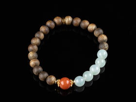 XY0166沉香+翡翠南红手串