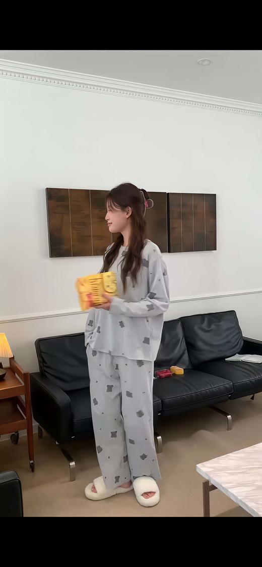 MH竹纤维女士印花圆领长袖家居套18424 商品图1