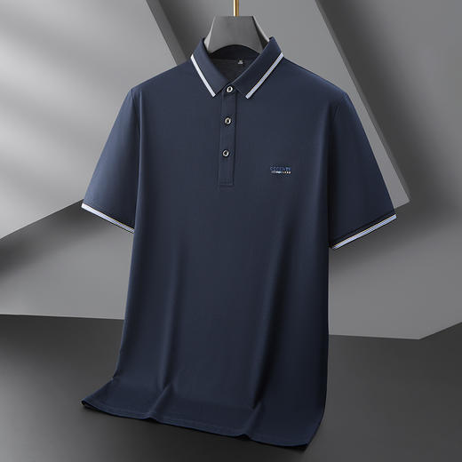 【DKP】大依优型大码Polo衫弹力翻领T恤轻奢休闲纯色短袖男宽松T恤上衣胖子 商品图6
