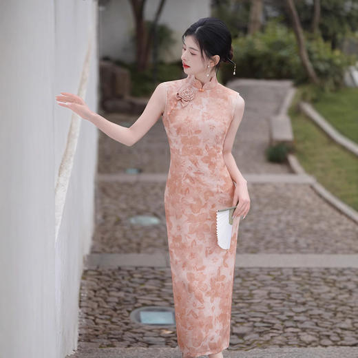 玫瑰修身日常走秀气质独特无袖旗袍XL1326 商品图3