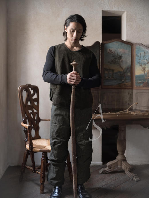 Paul Harnden 男士深灰绿贝德福德斜纹羊毛lancashire腰带裤 商品图10