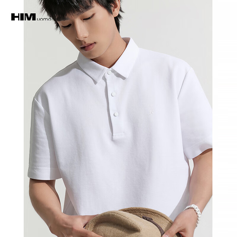 HIM漢崇  短袖T恤男微弹舒适斯文商务休闲百搭潮流翻领衫 2025夏季