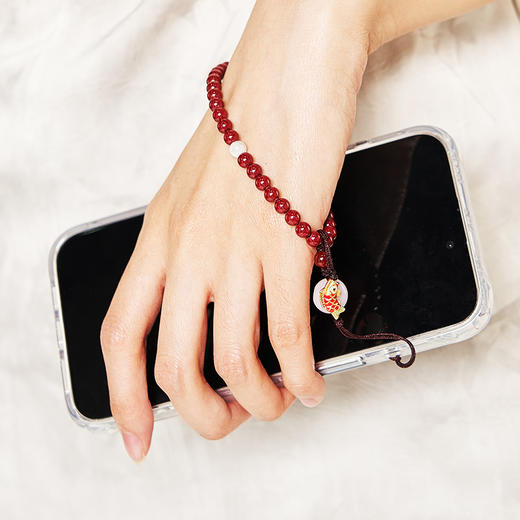 大英博物馆 东瀛系列 锦鲤上岸朱砂 手机链 商品图1