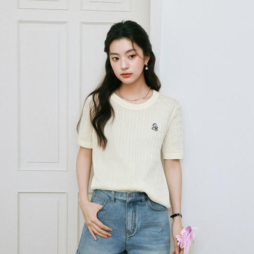 【严选】【绞花俱乐部】诗凡黎兰精天丝绞花针织25夏新款女7G3331401 商品图3