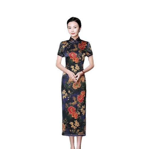 HQ-093桑蚕丝旗袍2025新款春季气质年轻喜婆婆日常可穿显瘦旗袍裙 商品图4