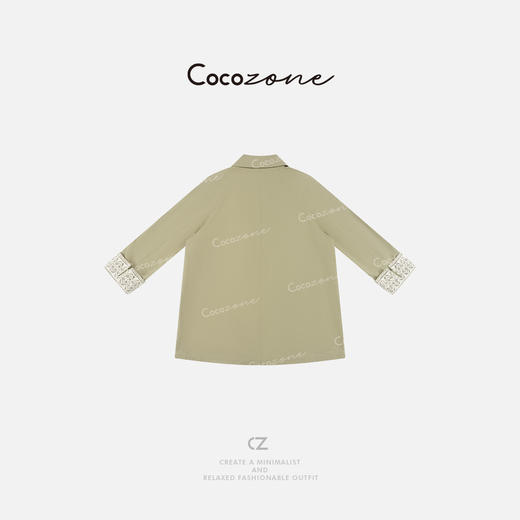 COCO ZONE 刘一一2025设计感蕾丝拼接花边袖中长款外套CD2A0643 商品图1