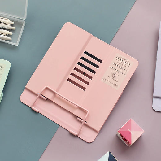 【颈椎不酸痛！久看也不累】莫兰迪学生多 功能阅读架金属放书架书夹打字架看书读书架，折叠便携，拿出即用，无需安装。ry 商品图3