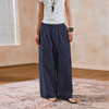 NUTH纯棉慵懒宽松阔腿抽绳休闲裤女 白色/藏蓝色 商品缩略图3