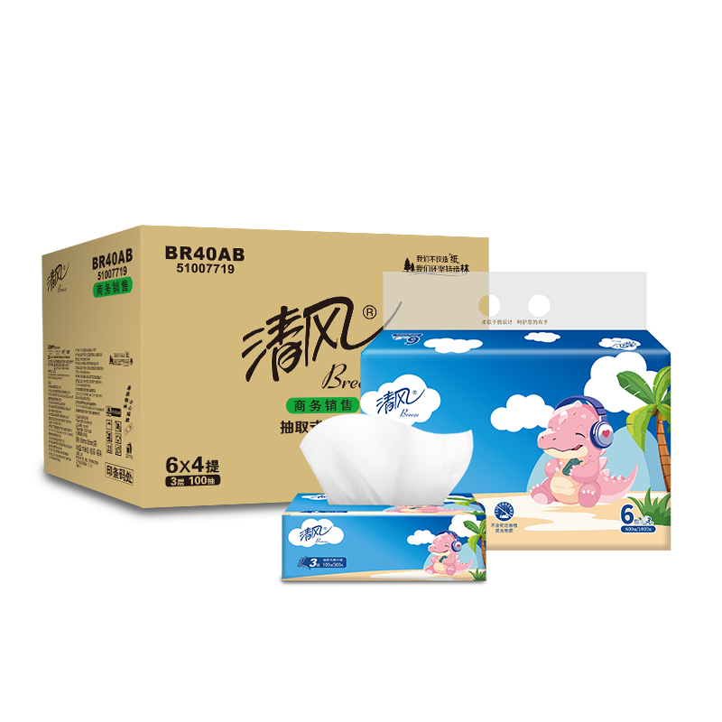 清风3层100抽24包/箱 卡通系列BR40AB