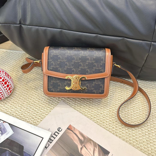 Celine 金扣 棕老花 凯旋门 teen 斜挎包 商品图0