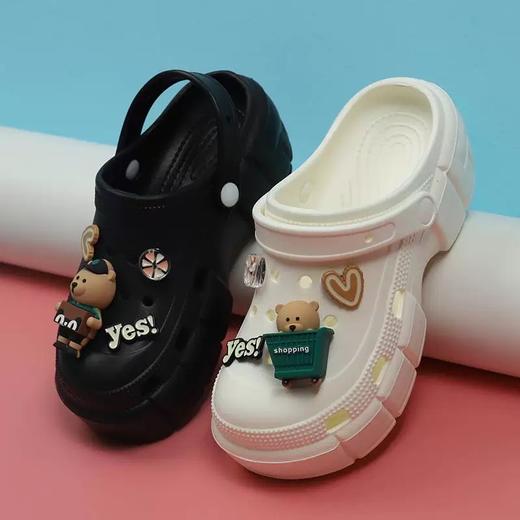 夏季包头凉拖鞋卡通小熊花园鞋外穿厚底增高洞洞鞋防滑松糕两穿凉鞋【WG25236】 商品图3