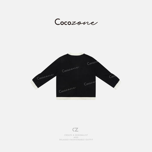 COCO ZONE 刘一一春季新款黑白撞色V领小众针织开衫CD1A0078 商品图1