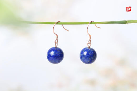 青金石耳坠，925银镶 商品图1