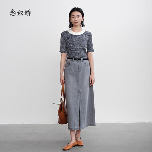 【商场同款】CNK5370 “ 时髦精假两件 ” 冰川灰针织衫 轻柔舒适，透气好穿 商品图8