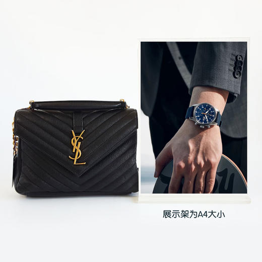 【95新】YSL圣罗兰487213中号黑金V纹college邮差包链条包单肩包女士现售价：7180！120325NJS22 商品图8