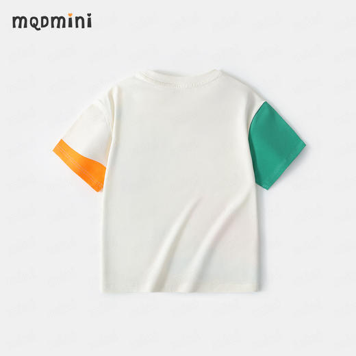 【凉感抑菌】【90-140】【MQDmini】男女童夏季短袖t恤儿童圆领撞色卡通印花上衣 商品图1