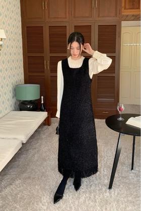 ELLA JADE 黑色百搭背心针织连衣裙 19840