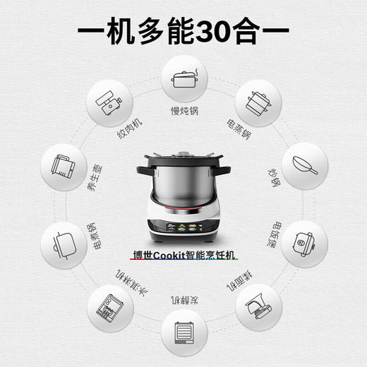 博世Cookit进口智能烹饪机200℃高温猛火3L大容量家用炒菜机器人全自动炒菜机多功能灵感锅MCC9555CWC 商品图5