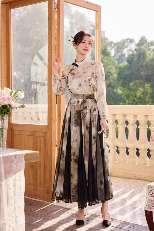 Le Malene 新中式水墨印花盘扣套装 19901 商品图5