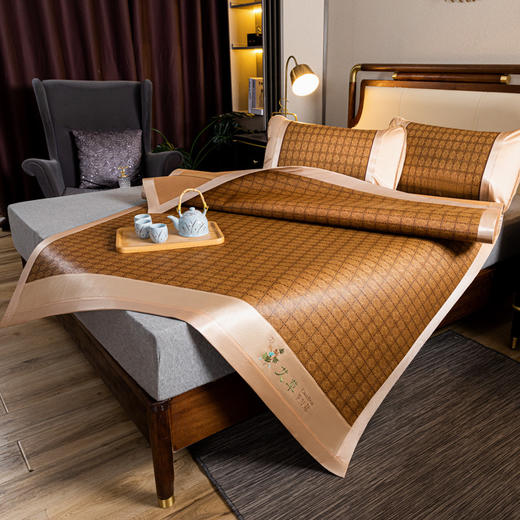 【艾草香味&深山古藤！边睡边养生】夏季双面加厚艾草冰丝古藤席夏天学生宿舍单双人驱蚊刺绣凉席。ry 商品图8