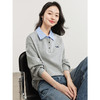 【年终特卖】熙世界学院风假两件衬衫卫衣女2025春新款知识分子POLO领拼接上衣 商品缩略图3