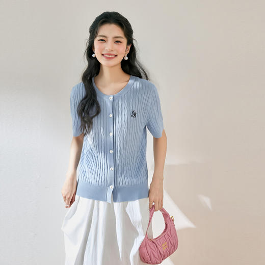 【严选】【绞花俱乐部】诗凡黎兰精天丝绞花针织25夏新款女7G3331391 商品图3