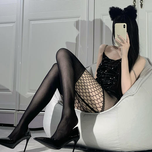 【一撕即爽】性感镂空渔网袜 情趣一体袜长筒过膝 黑丝诱惑装可撕激情内衣女A76 商品图4