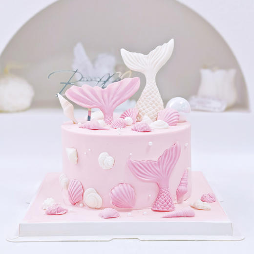 粉色海洋主题鱼尾蛋糕 商品图0