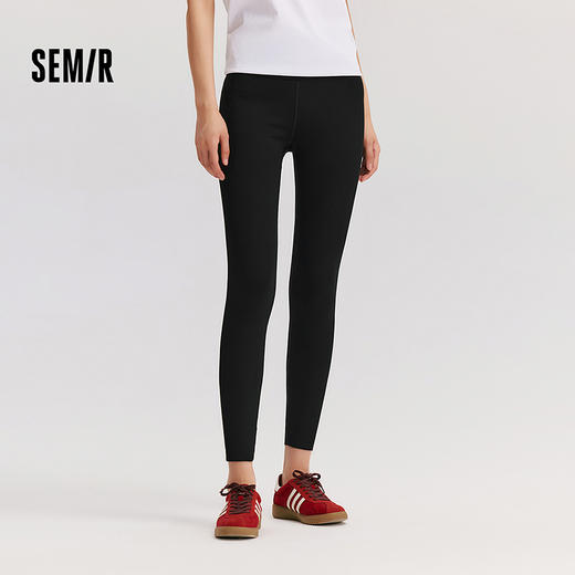 森马休闲裤女加绒九分鲨鱼裤高弹冬季新款黑色修身小脚裤百搭 商品图1
