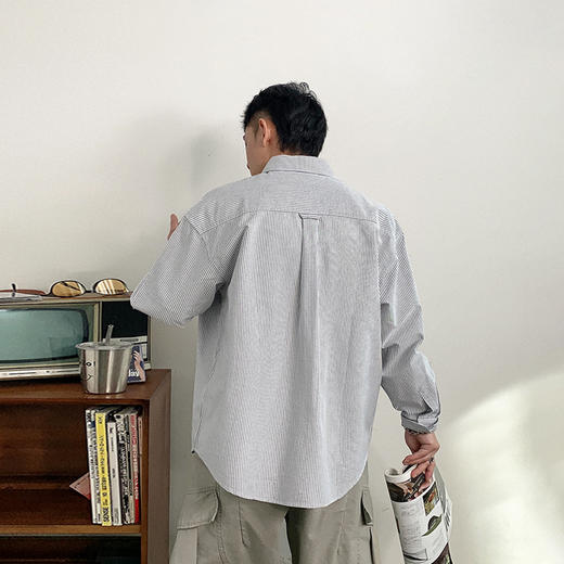 徐太浪高级感条纹长袖衬衫男2025新款春季潮牌男装休闲寸衫外套潮 商品图3