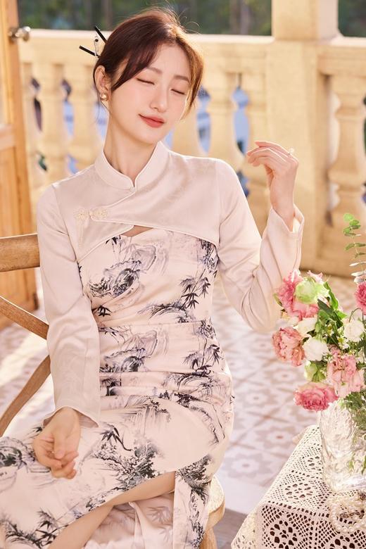 Le Malene 新中式印花吊带裙盘扣罩衫套装 19873 商品图2