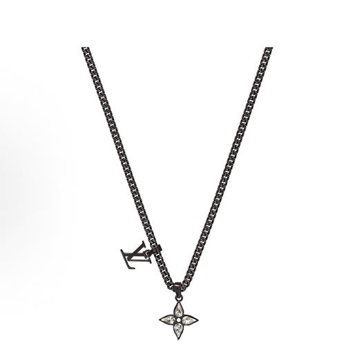 LouIs VUITTON Flower Cut 吊坠幸运四叶草 金属 项链 男款 黑色（SJ） 商品图0