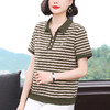 百媚生 棉质翻领条纹上衣短袖6830 商品缩略图6