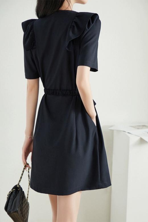 LNNNS 藏青色荷叶边装饰连衣裙 19893 商品图2