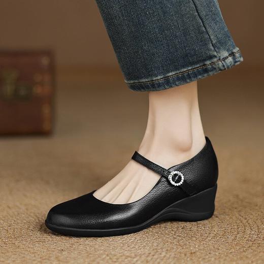 【预售5天】真皮乐福鞋女新款春夏玛丽珍皮鞋坡跟厚底气质单鞋妈妈鞋CFE&C6178 商品图3