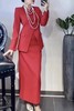 ELLA JADE 红色中式V领外套半裙套装 19865 商品缩略图2