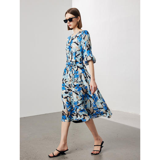 丁摩 印花单层双绉100%桑蚕丝裙MH-022-07 商品图0