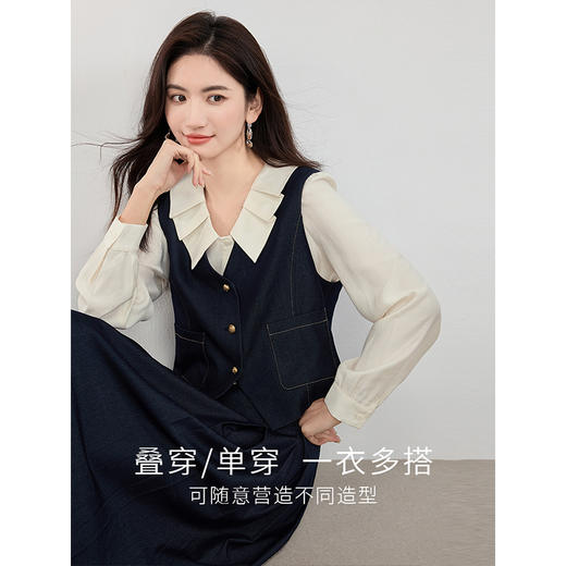 熙世界法式压褶拉夫领衬衫女长袖别致漂亮通勤衬衣2025年春季新款 商品图2