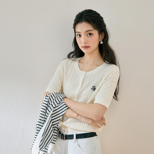 【严选】【绞花俱乐部】诗凡黎兰精天丝绞花针织25夏新款女7G3331391 商品图1