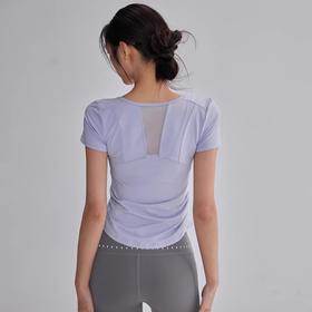 【限时秒】YOGACODE【火树银花系列】瑜伽服短袖T恤女网纱拼接透气运动上衣DWY115119