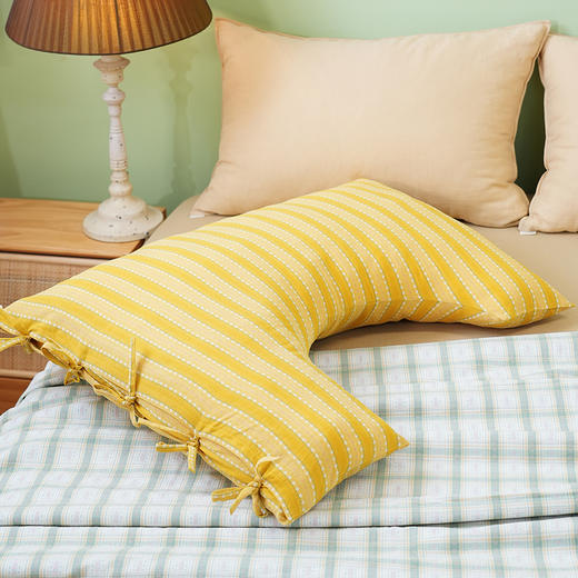 条纹小碎花系列侧睡U型枕护颈椎助睡眠荞麦壳皮成人睡觉家用U型抱枕可拆洗 商品图0