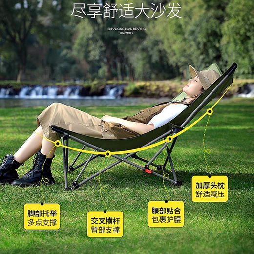 【坐躺两用，宽大舒适】户外躺椅 露营沙滩折叠椅 便携矮脚午休神器 坐躺两用矮脚椅子-QQ 商品图2