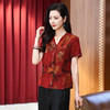 LS-LX2826冠乐绉香云纱上衣女夏装新款V领新中式复古印花桑蚕丝真丝小衫 商品缩略图2