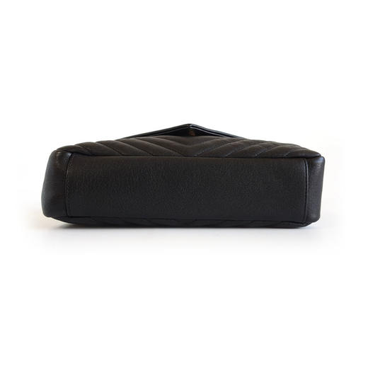 【95新】YSL圣罗兰487213中号黑金V纹college邮差包链条包单肩包女士现售价：7180！120325NJS22 商品图5