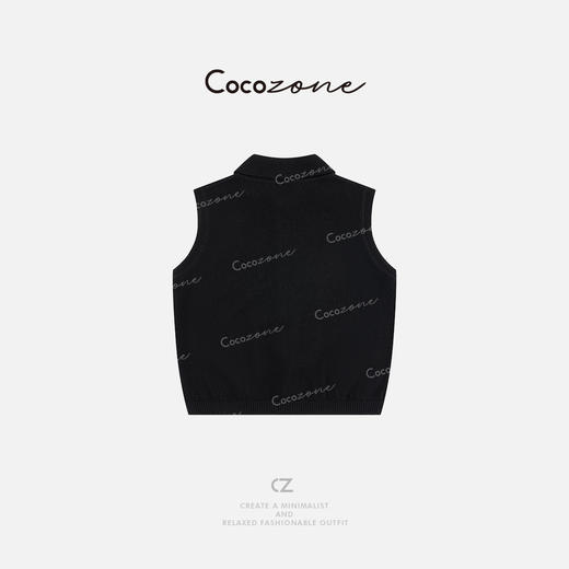 COCO ZONE 刘一一 100绵羊毛春季polo领无袖毛织背心CD2A0013 商品图1
