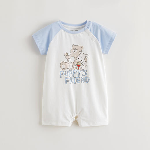 【凉感亲肤】马克珍妮男女宝宝快乐小熊连体衣婴儿爬服夏装550822 商品图1